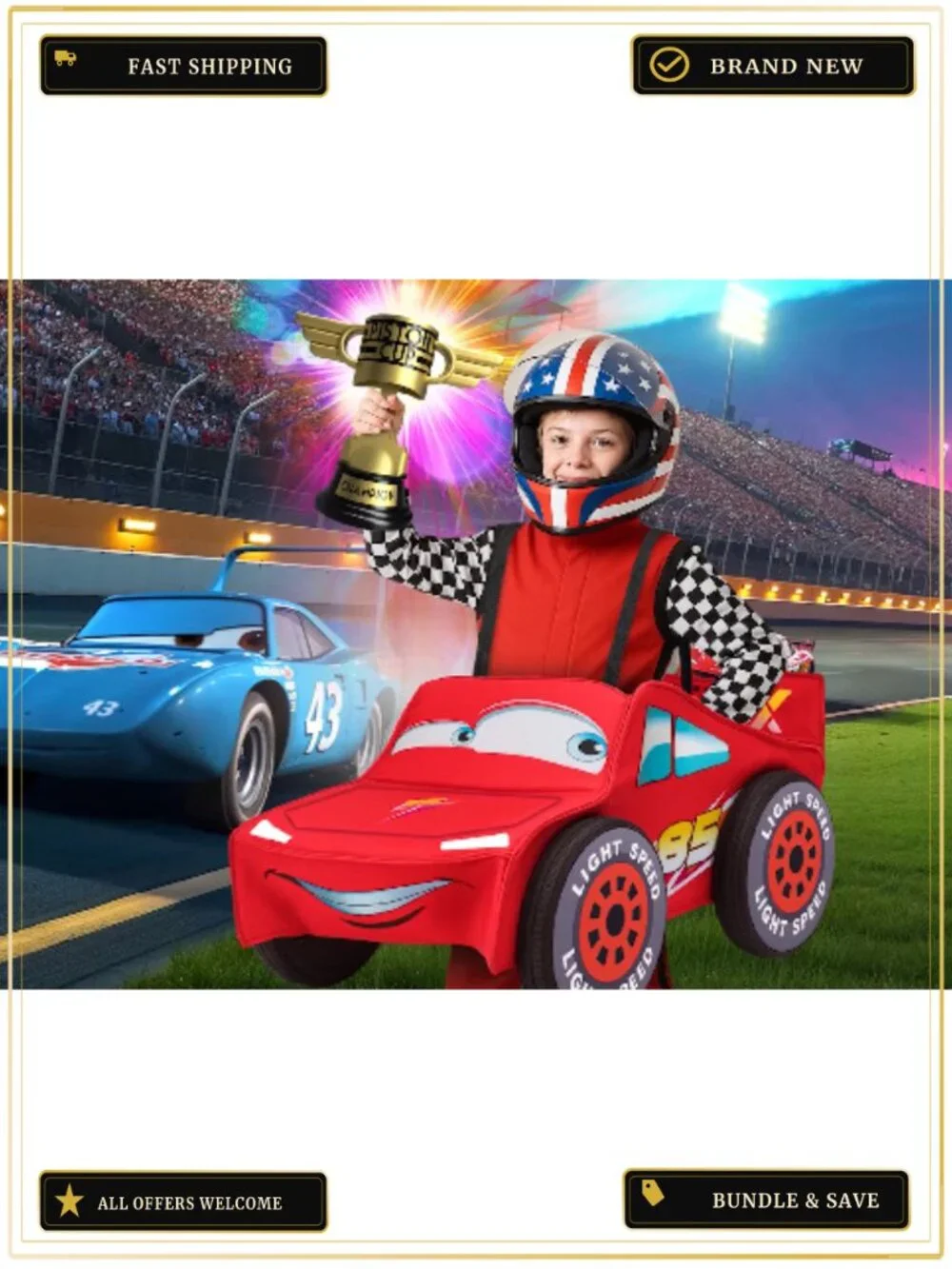 Turbo Race Car Boys Halloween Costume Kids Lightning Driver Pretend Play